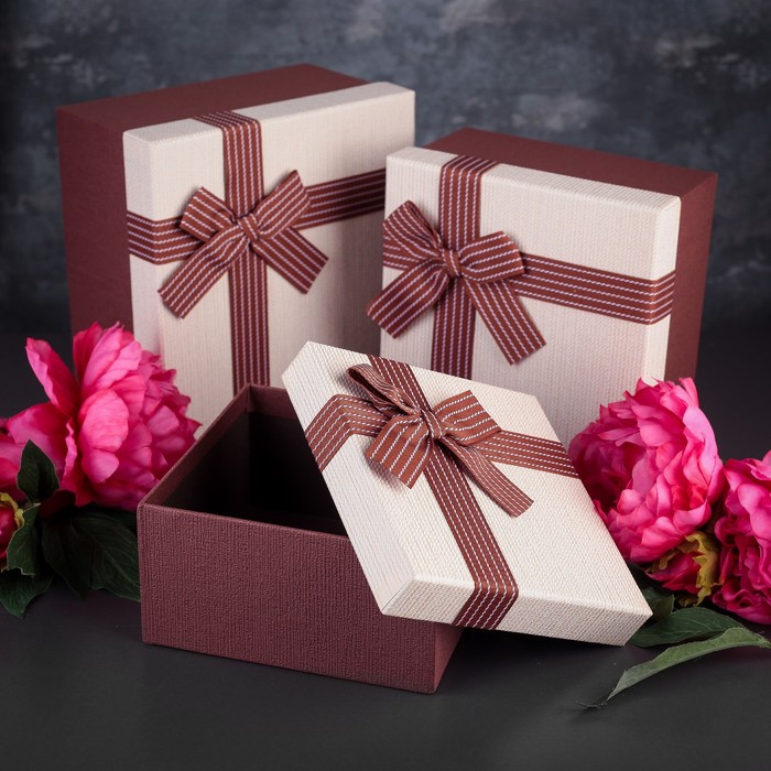 Набор коробок 3в1, 21 х 21 х 12,3 - 17 х 17 х 9,3 см