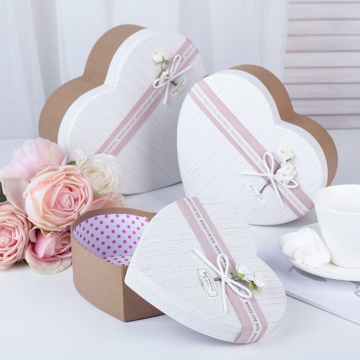 Набор коробок 3в1, 22,2 х 19,5 х 9 - 16,2 х 14,3 х 6 см МИКС