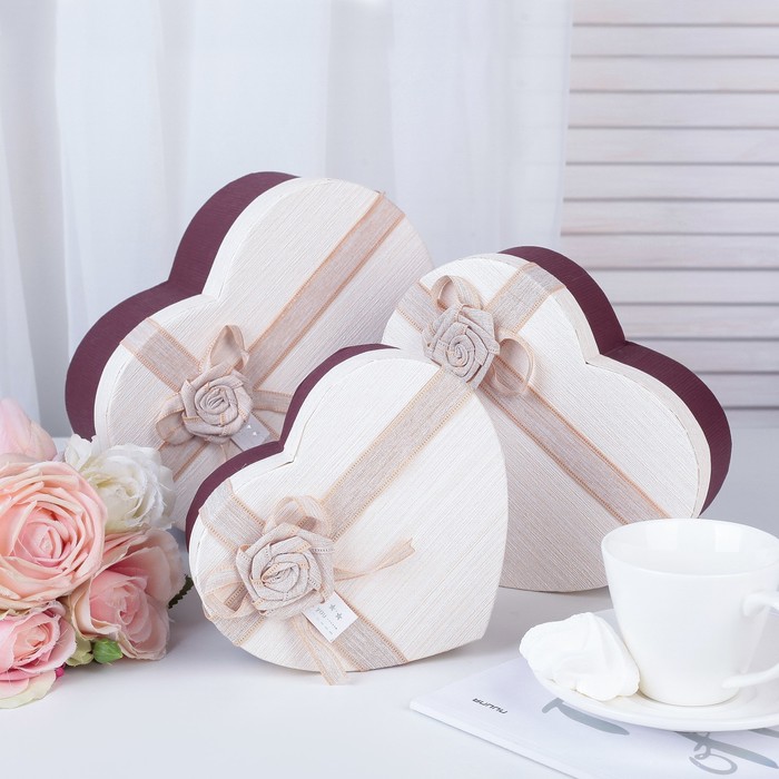 Набор коробок 3в1, 22,2 х 19,5 х 9 - 16,2 х 14,3 х 6 см МИКС