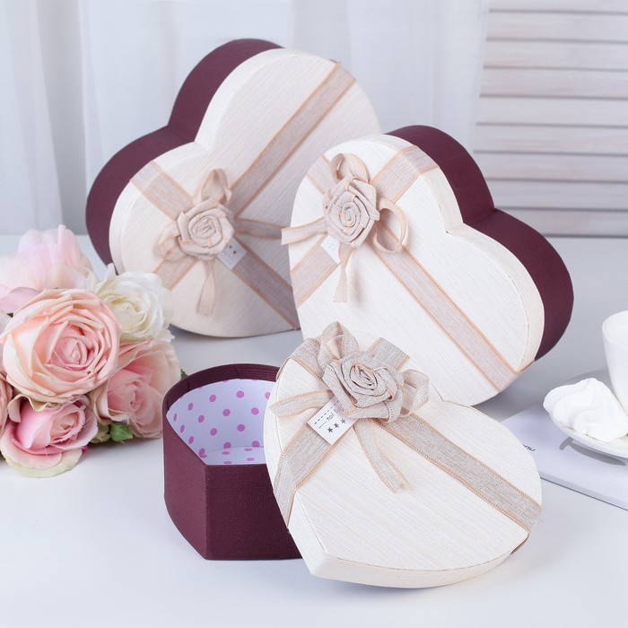 Набор коробок 3в1, 22,2 х 19,5 х 9 - 16,2 х 14,3 х 6 см МИКС