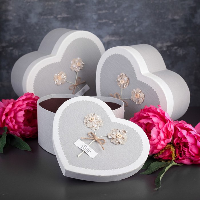 Набор коробок 3в1, 26,3 х 22,5 х 13 - 21,1 х 18,2 х 10 см