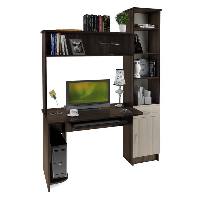 Стол компьютерный Интел-2 1500х600х2000 Венге магия/Дуб Девонширский