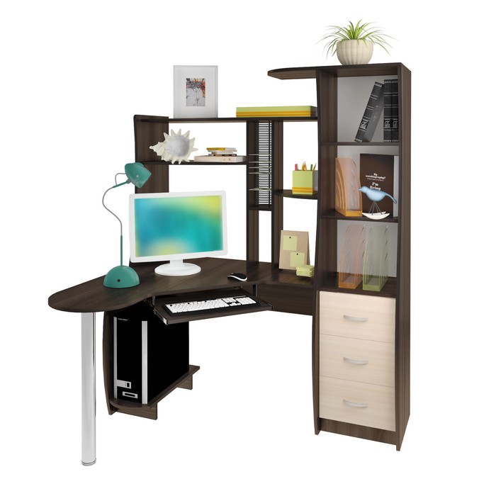 Стол компьютерный Интел-9 1450х1150х1770 Венге магия/Дуб Девонширский