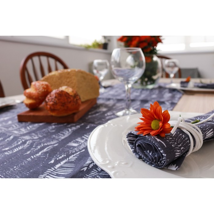 Набор "Серый лён", дорожка 47х150 см, салфетки 40х40 см-6 шт.