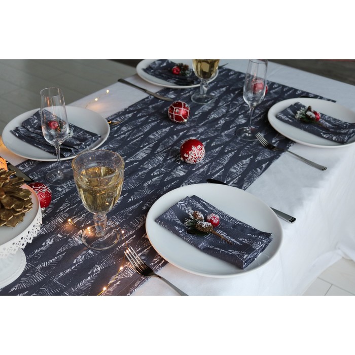 Набор "Серый лён", дорожка 47х150 см, салфетки 40х40 см-6 шт.