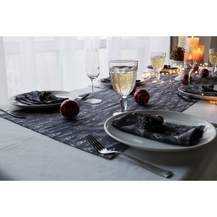 Набор "Серый лён", дорожка 47х150 см, салфетки 40х40 см-6 шт.