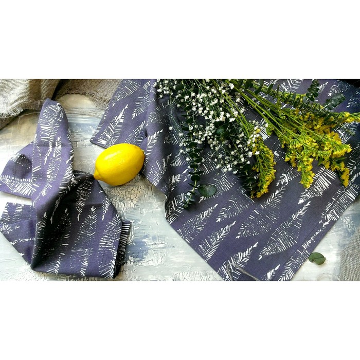 Набор "Серый лён", дорожка 47х150 см, салфетки 40х40 см-6 шт.