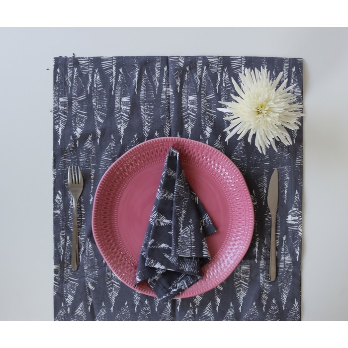 Набор "Серый лён", дорожка 47х150 см, салфетки 40х40 см-6 шт.