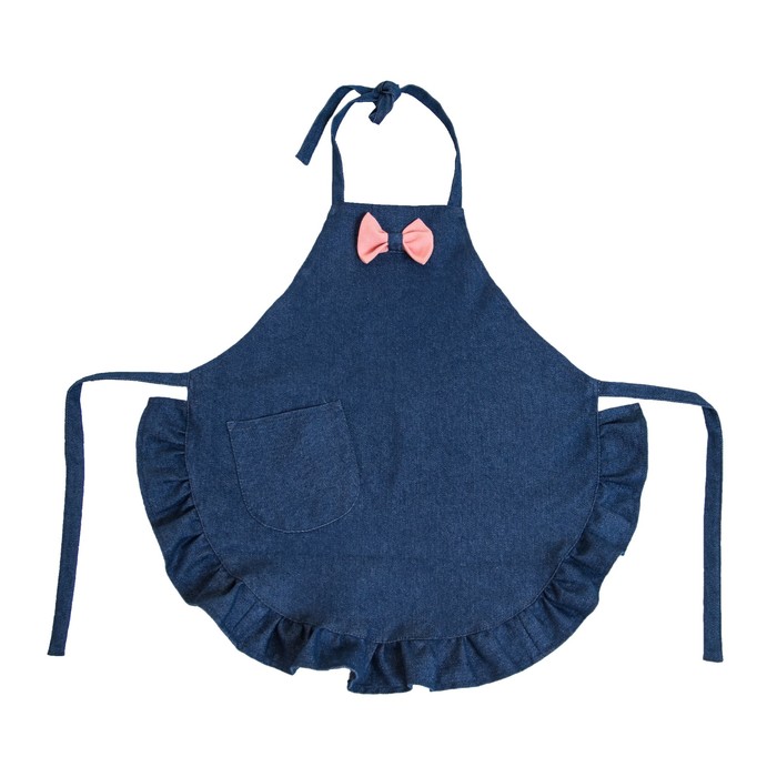 Фартук для девочки, 3-5 лет, длина 48 см, джинса