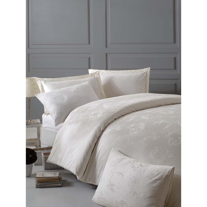 КПБ Beluga евро, 260×270 см, 200×220 см, 50×70 см-4 шт., экрю, жаккард 125 г/м2