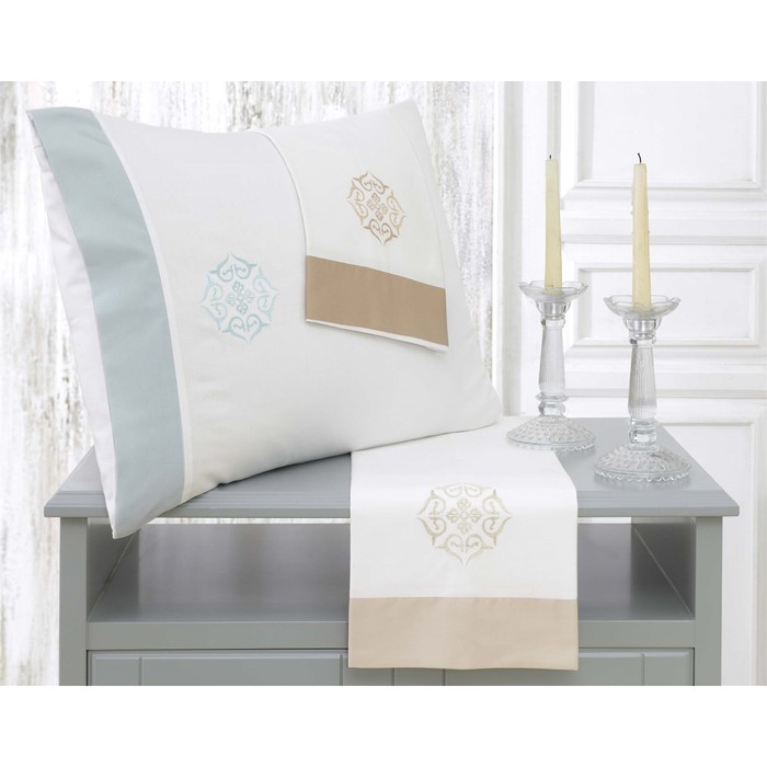 КПБ Blanche евро, 260×270 см, 200×220 см, 50×70 см-4 шт., ментол, сатин 125 г/м2