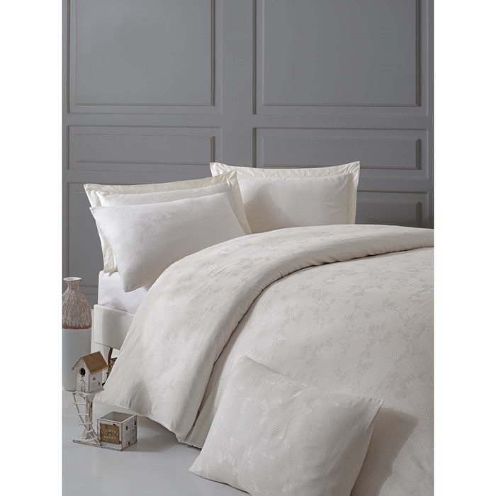 КПБ Elsa евро, 260×270 см, 200×220 см, 50×70 см-4 шт., экрю, жаккард 125 г/м2