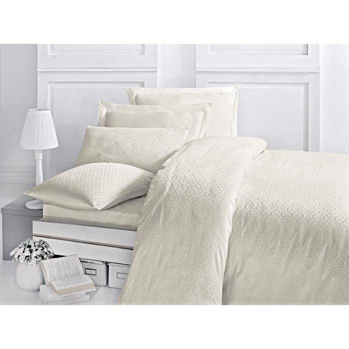 КПБ Monte евро, 260×270 см, 200×220 см, 50×70 см-4 шт., экрю, жаккард 125 г/м2