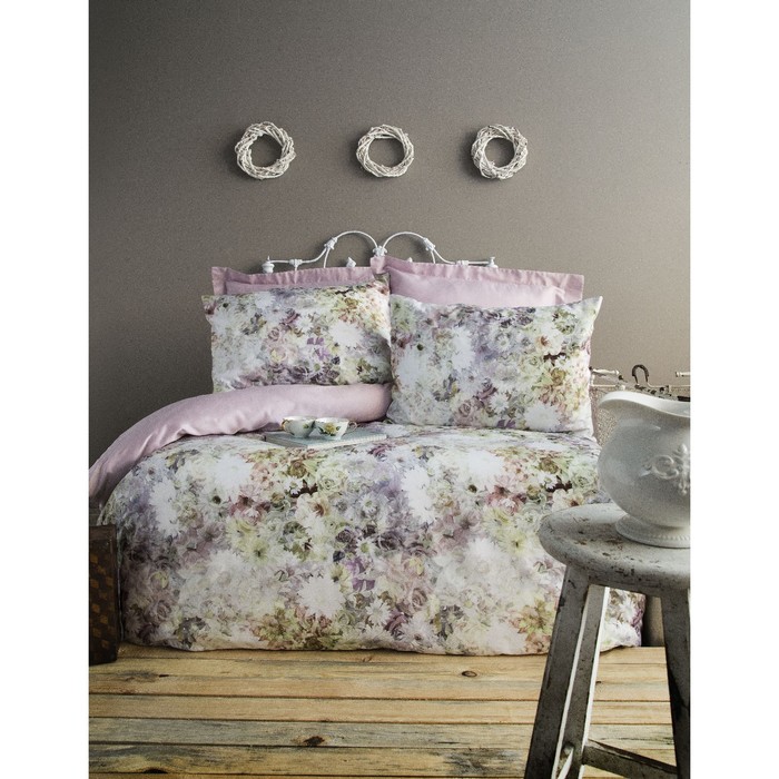 КПБ Grace евро, 240×260 см, 200×220 см, 50×70 см-4 шт., зелёный, сатин 125 г/м2