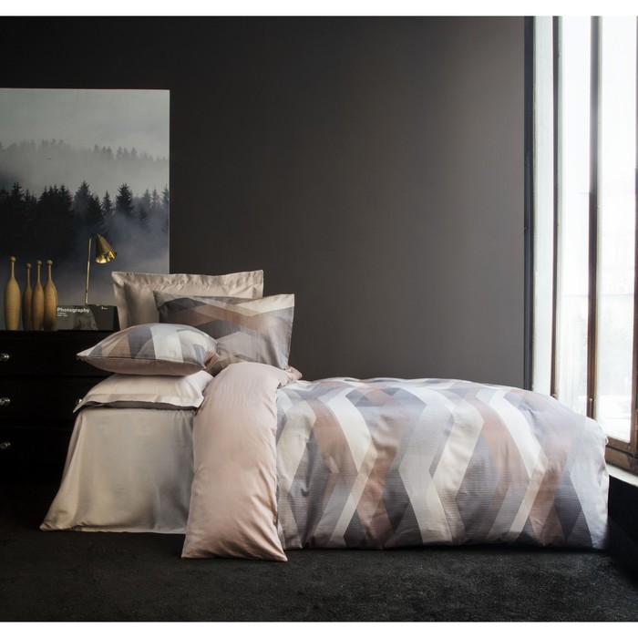 КПБ Helix евро, 240×260 см, 200×220 см, 50×70 см-4 шт., коричневый, сатин 125 г/м2