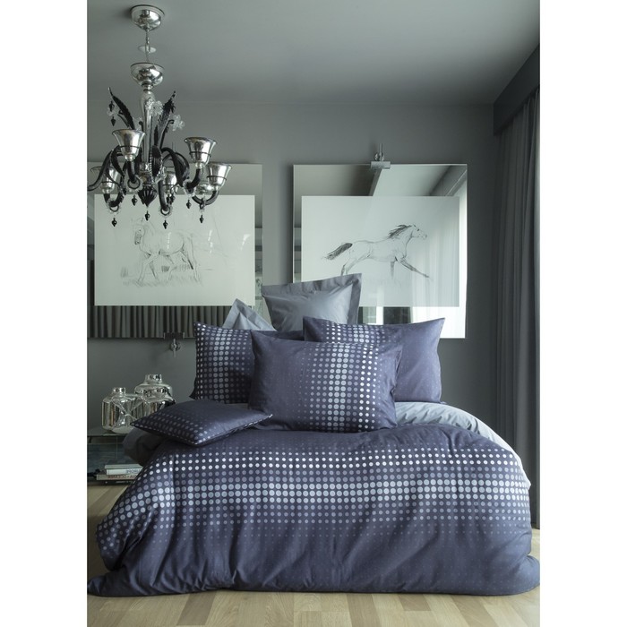 КПБ Sortie евро, 240×260 см, 200×220 см, 50×70 см-4 шт., серо-розовый, сатин 125 г/м2