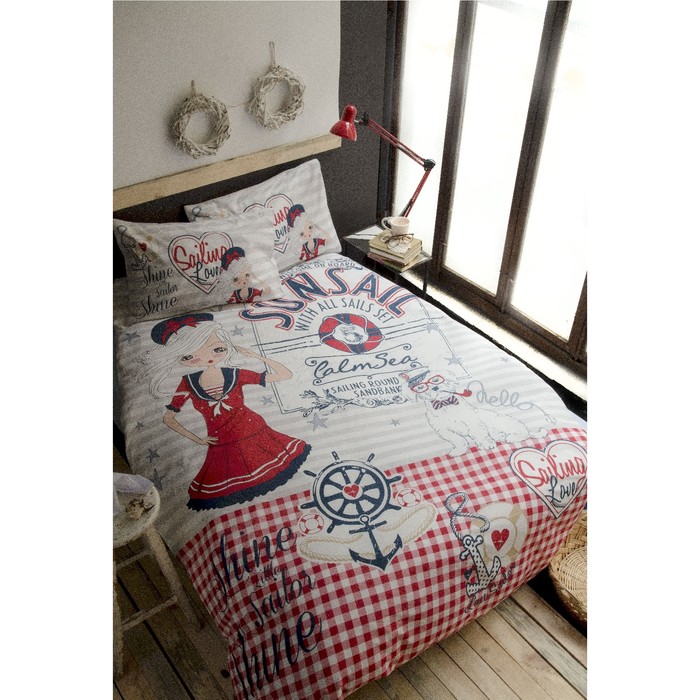 КПБ Navy Girl 1.5 сп, 160×240 см, 160×220 см, 50×70 см-1 шт., ранфорс 115 г/м2