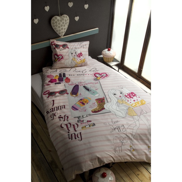 КПБ Shopping Girl 1.5 сп, 160×240 см, 160×220 см, 50×70 см-1 шт., ранфорс 115 г/м2