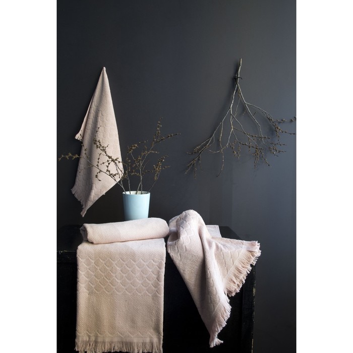 Полотенце Mari, размер 50×90 см, пудра, жаккард-велюр 350 г/м2