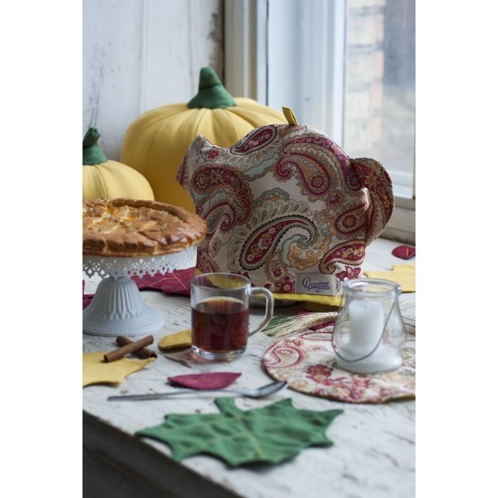 Комплект "Пейсли", грелка для чайника+ подставка, диаметр 25 см