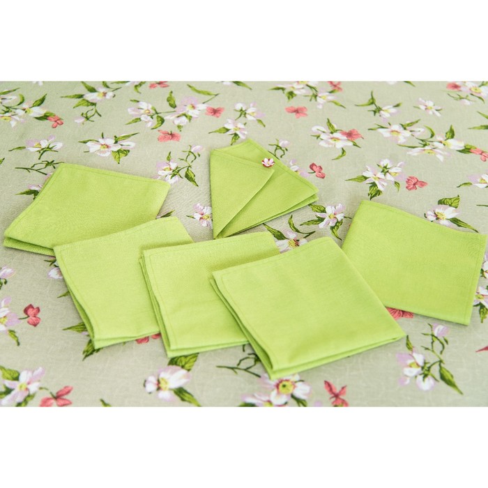 Набор "Нарциссы", скатерть- диаметр 180 см, салфетки 32х32 см-6 шт.