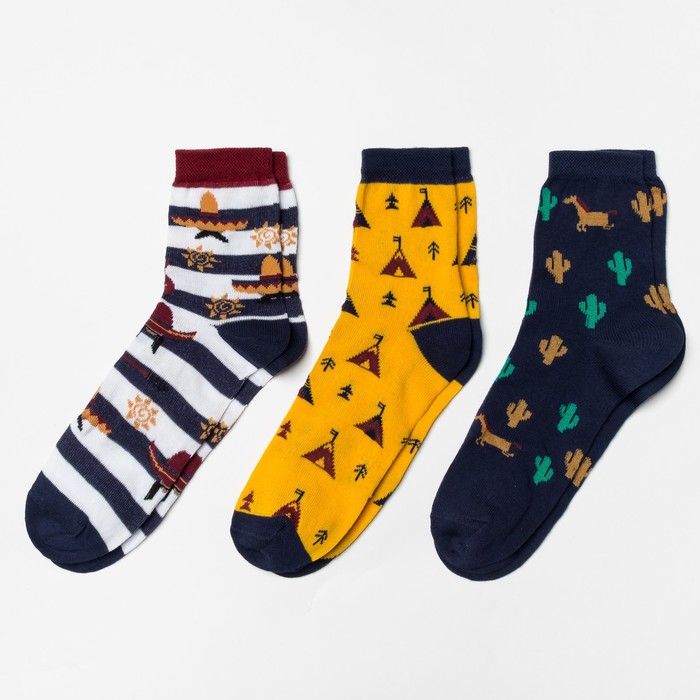 Набор детских носков "Мексика" (3 пары), размер 14-16 (2-3 года)