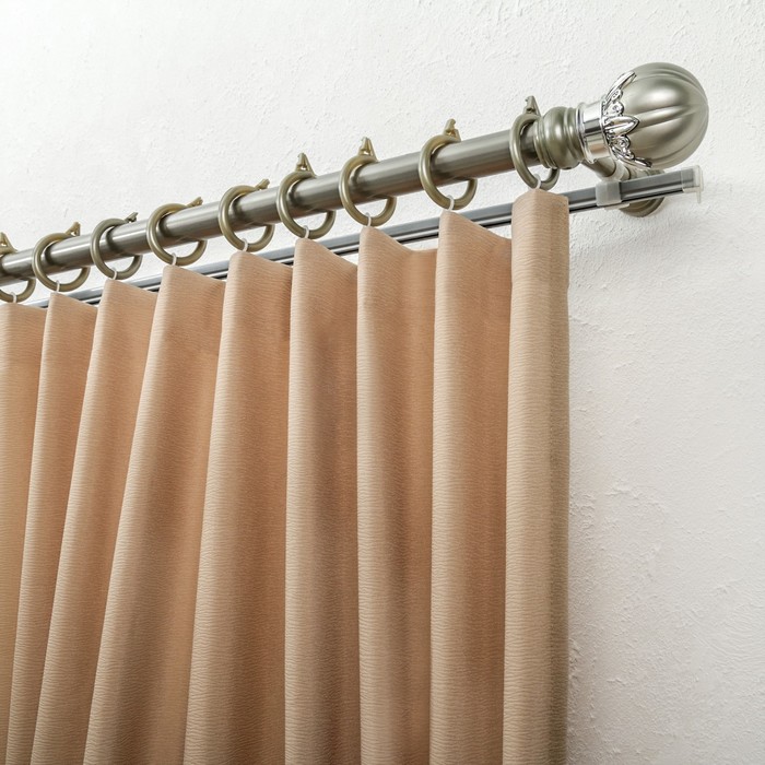 Карниз двухрядный, составной 300 см "Римский шар. Металлик" d=2,8 см, серебристый