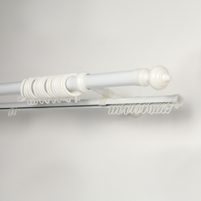 Карниз двухрядный, составной 300 см "Классика" d=2,8 см, цвет белый