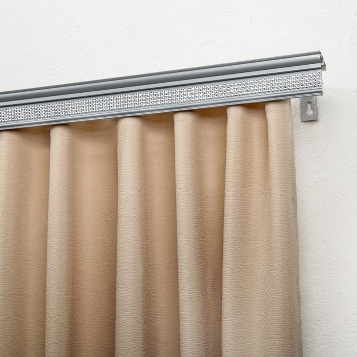 Карниз трёхрядный 250 см, с декоративной планкой "Галактика", цвет серебристый