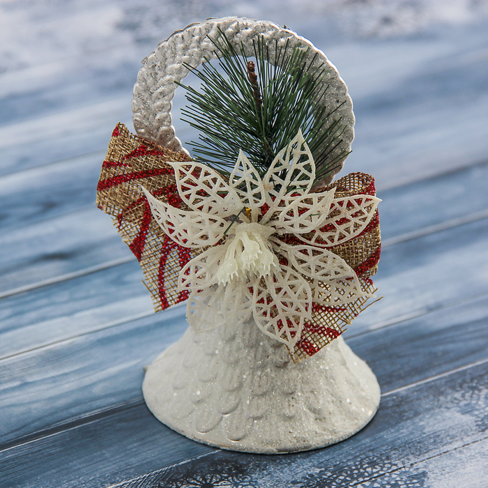Украшение новогоднее "Белый ажур" колокольчик 8*15 см