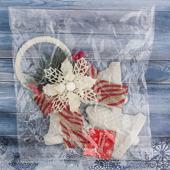 Украшение новогоднее "Белый ажур" три колокольчика 17,5*25 см