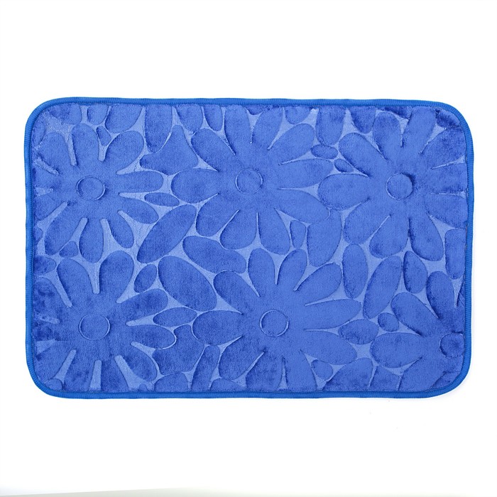 Коврик для ванной &quot;Ромашки&quot;, цвет синий
