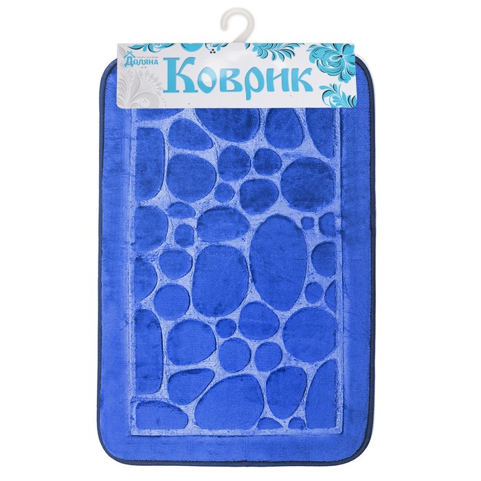 Коврик для ванной "Камушки", цвет синий