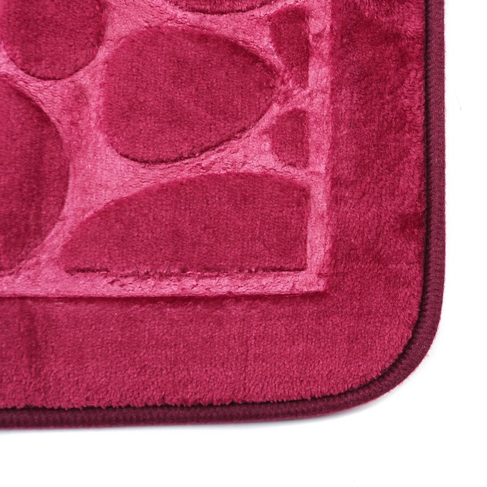 Коврик для ванной "Камушки", цвет бордовый