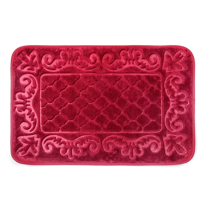 Коврик для ванной &quot;Вензеля&quot;, цвет бордовый