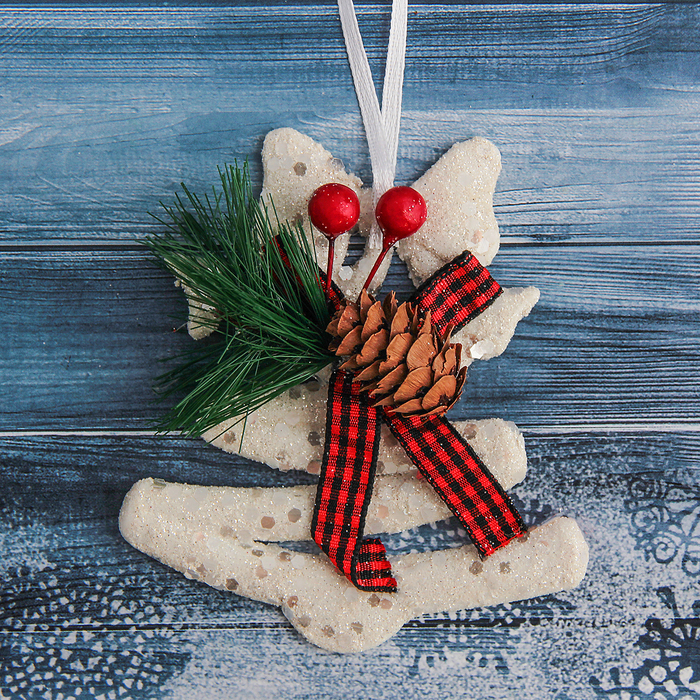 Украшение новогоднее "Рождественские ленточки" ёлка 9,5*10,5 см