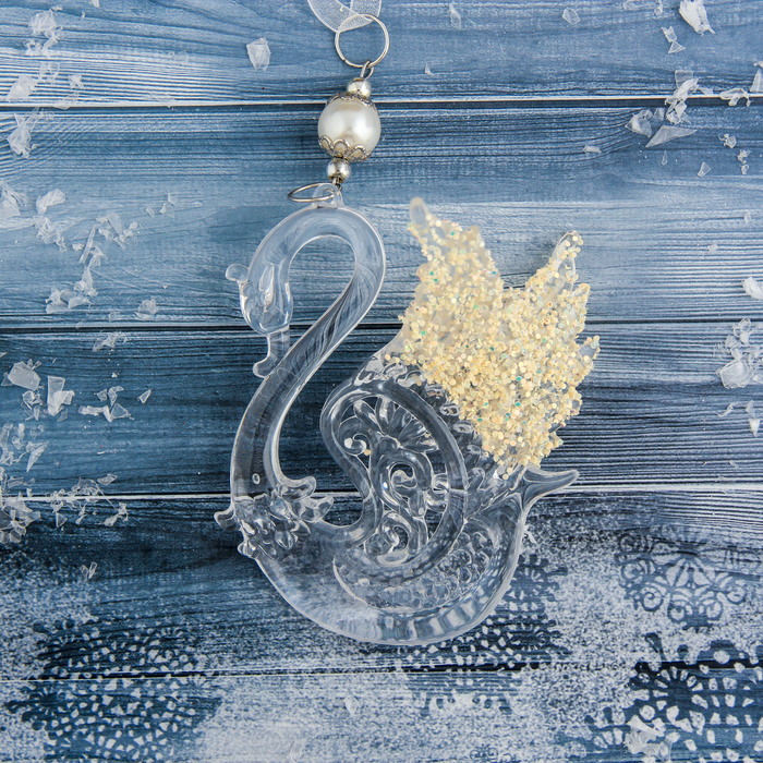 Украшение ёлочное "Лебедь" блеск 8*10 см