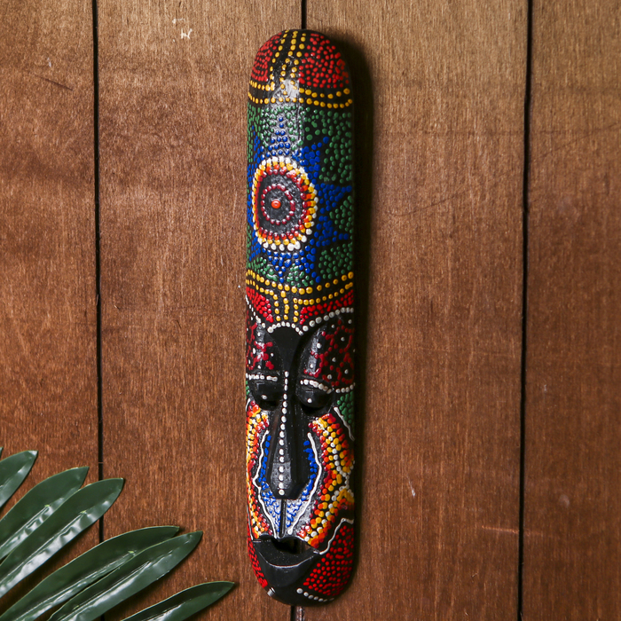 Маска настенная "Роспись в точку" дерево 25 см МИКС