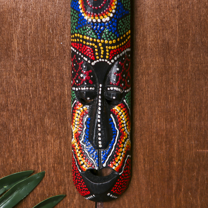 Маска настенная "Роспись в точку" дерево 25 см МИКС