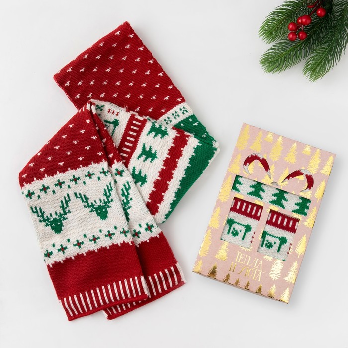 Шарф женский KAFTAN "New Year", разноцветный,145 х 14 см, 100% акрил