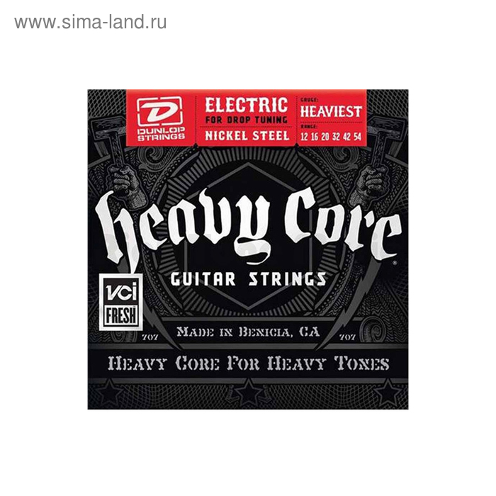 фото Струны для электрогитары, dhcn1254 heaviest core никелированные, 12-54, dunlop d`addario