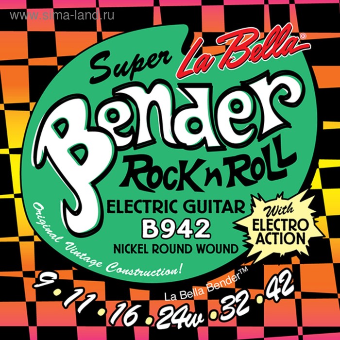 фото Струны для электрогитары la bella b942 the bender super никелированные, 9-42