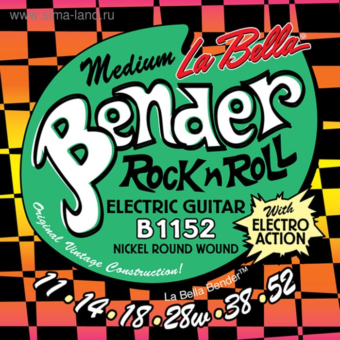 фото Струны для электрогитары la bella b1152 the bender medium никелированные, 11-52