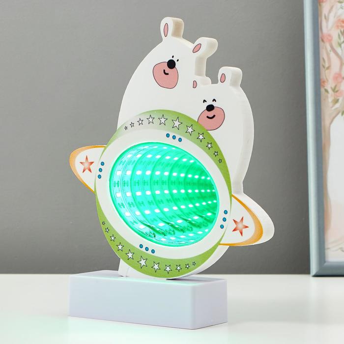 Ночник бесконечность "Белые мишки" LEDх15 от 3ААА МИКС 21х17,5х4,5 см