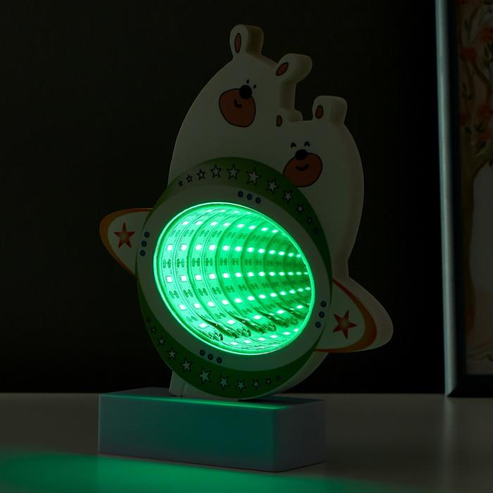 Ночник бесконечность "Белые мишки" LEDх15 от 3ААА МИКС 21х17,5х4,5 см