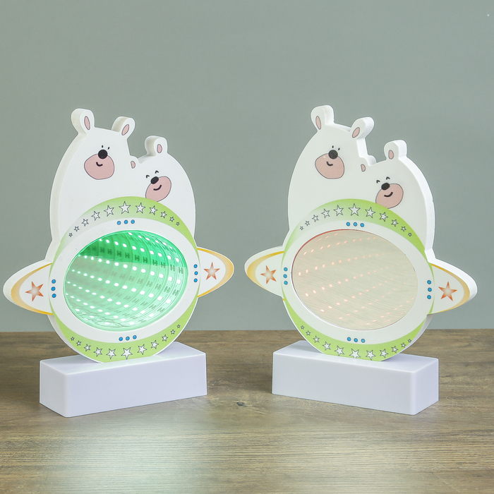 Ночник бесконечность "Белые мишки" LEDх15 от 3ААА МИКС 21х17,5х4,5 см