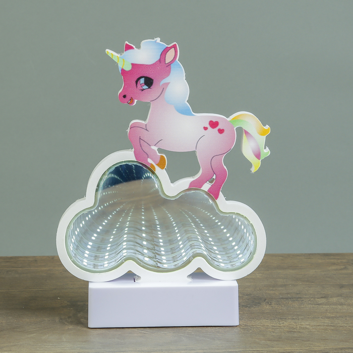Ночник бесконечность "Единорог на облаке" LEDх23 от 3ААА МИКС 21х15,5х4,5 см