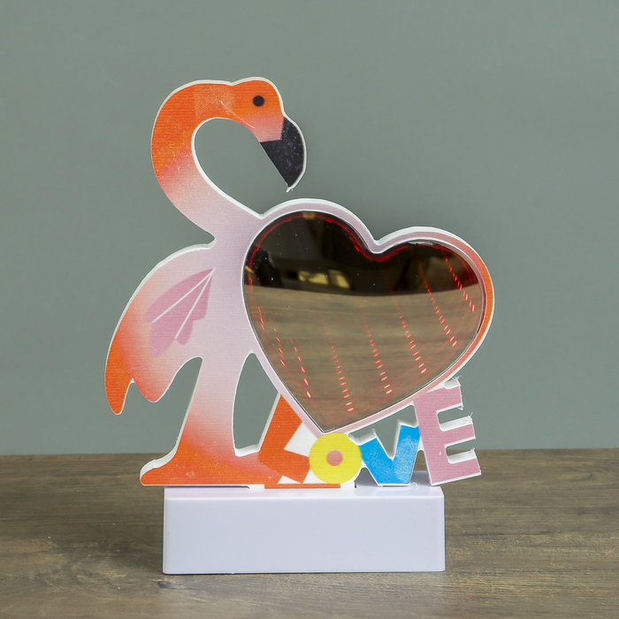 Ночник бесконечность "Фламинго с сердцем" LEDх17 от 3ААА МИКС 19,5х16,5х4,5 см