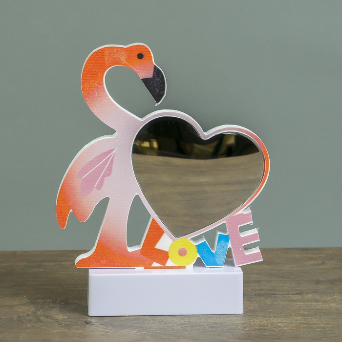 Ночник бесконечность "Фламинго с сердцем" LEDх17 от 3ААА МИКС 19,5х16,5х4,5 см