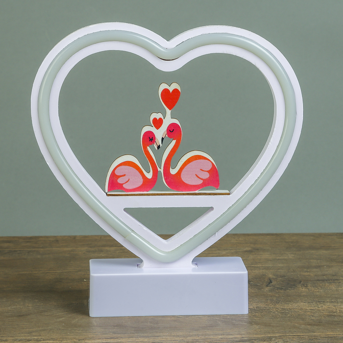 Ночник "Влюблённые фламинго" от 3ААА диодная лента МИКС 20х19х4,5 см